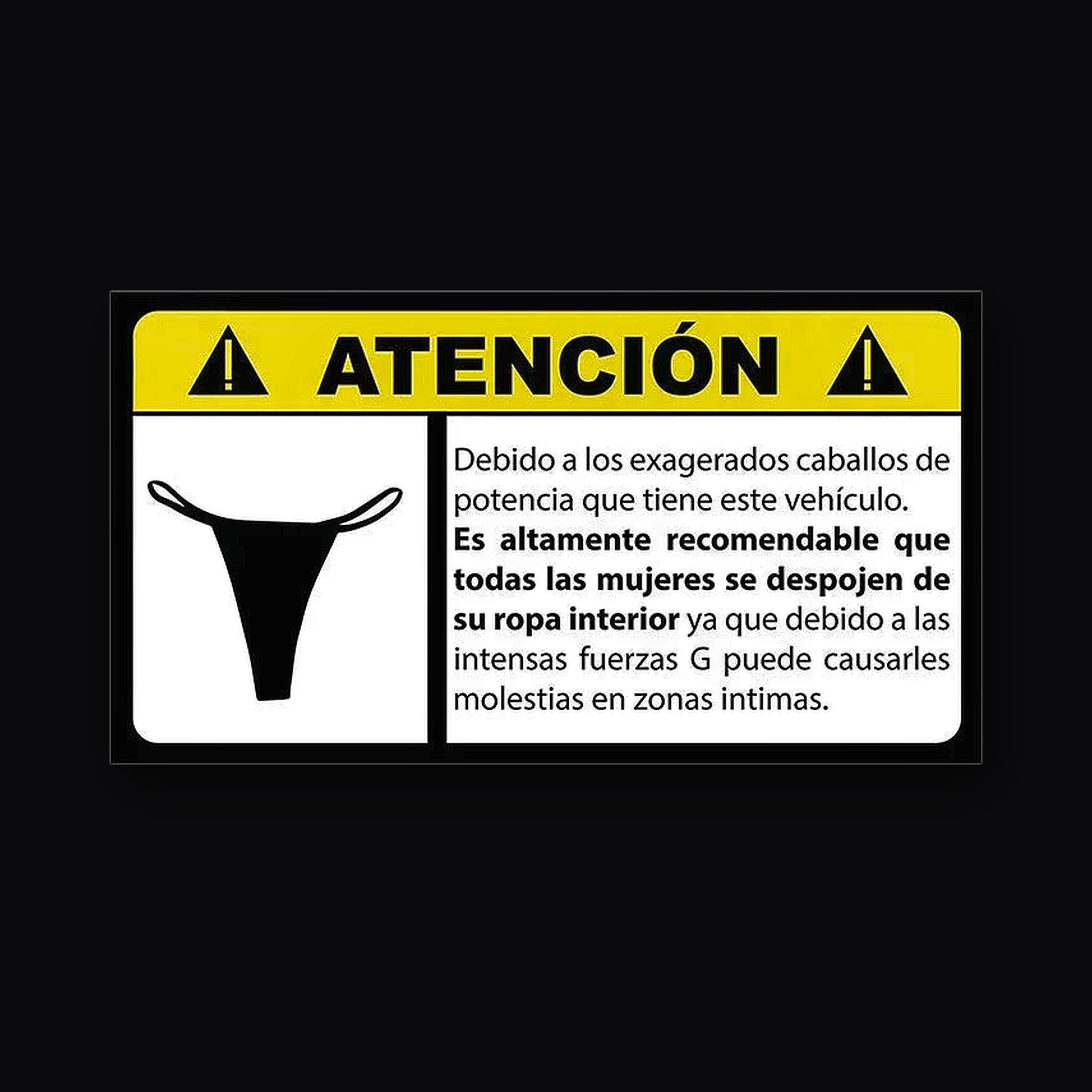 Atencion Sticker, Spanish warning label