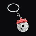 Brake Disc Keyring, red brake disc miniature keyring