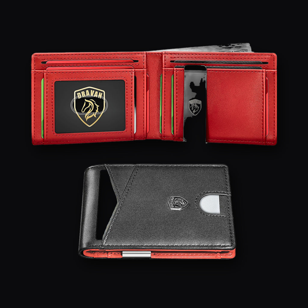 Carbon Coin Wallet in black and red