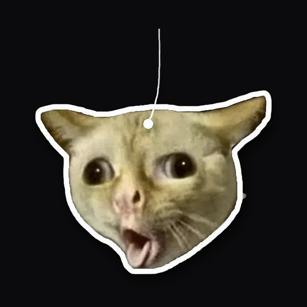 Coughing Cat card with stretch cord