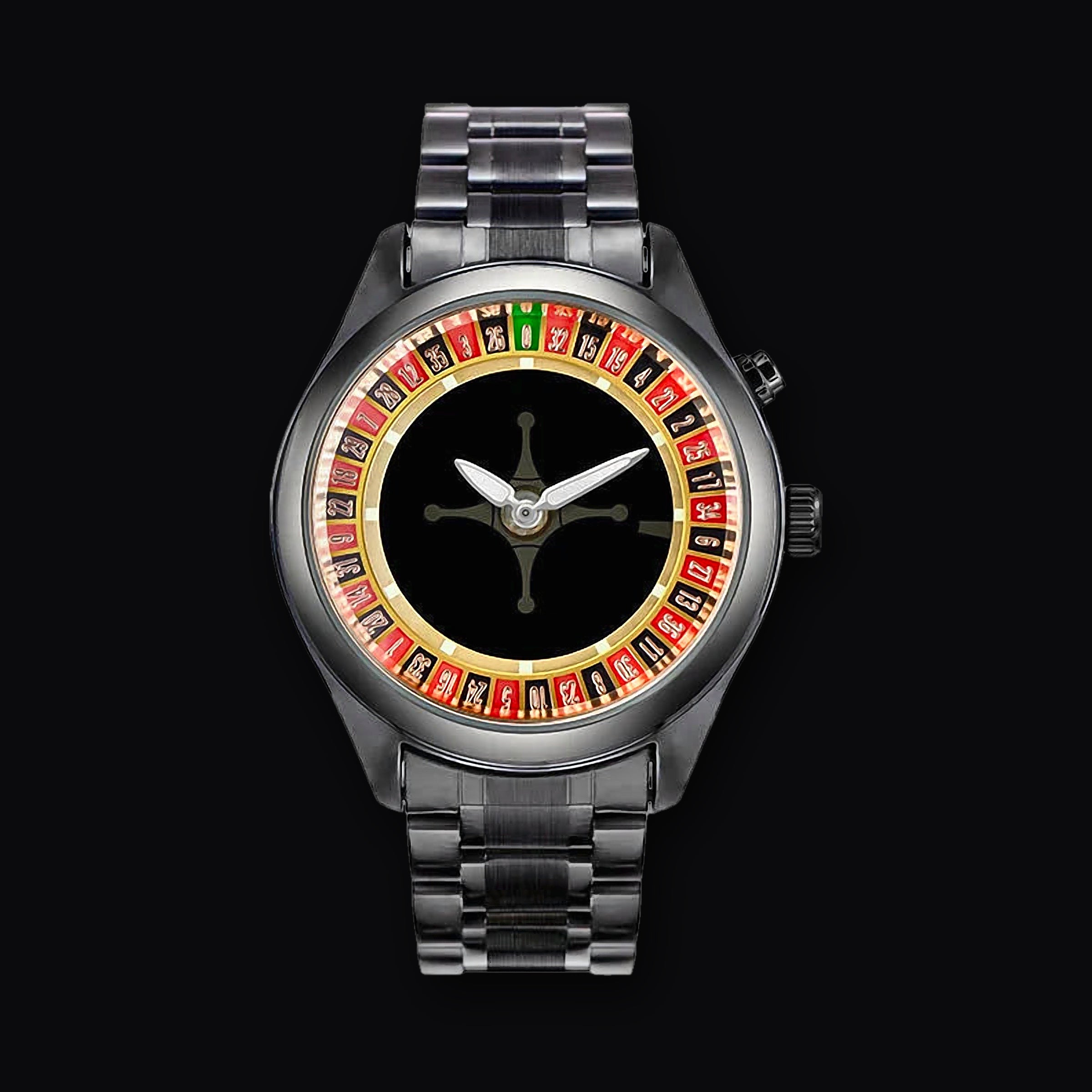 Croupier roulette dial watch in black