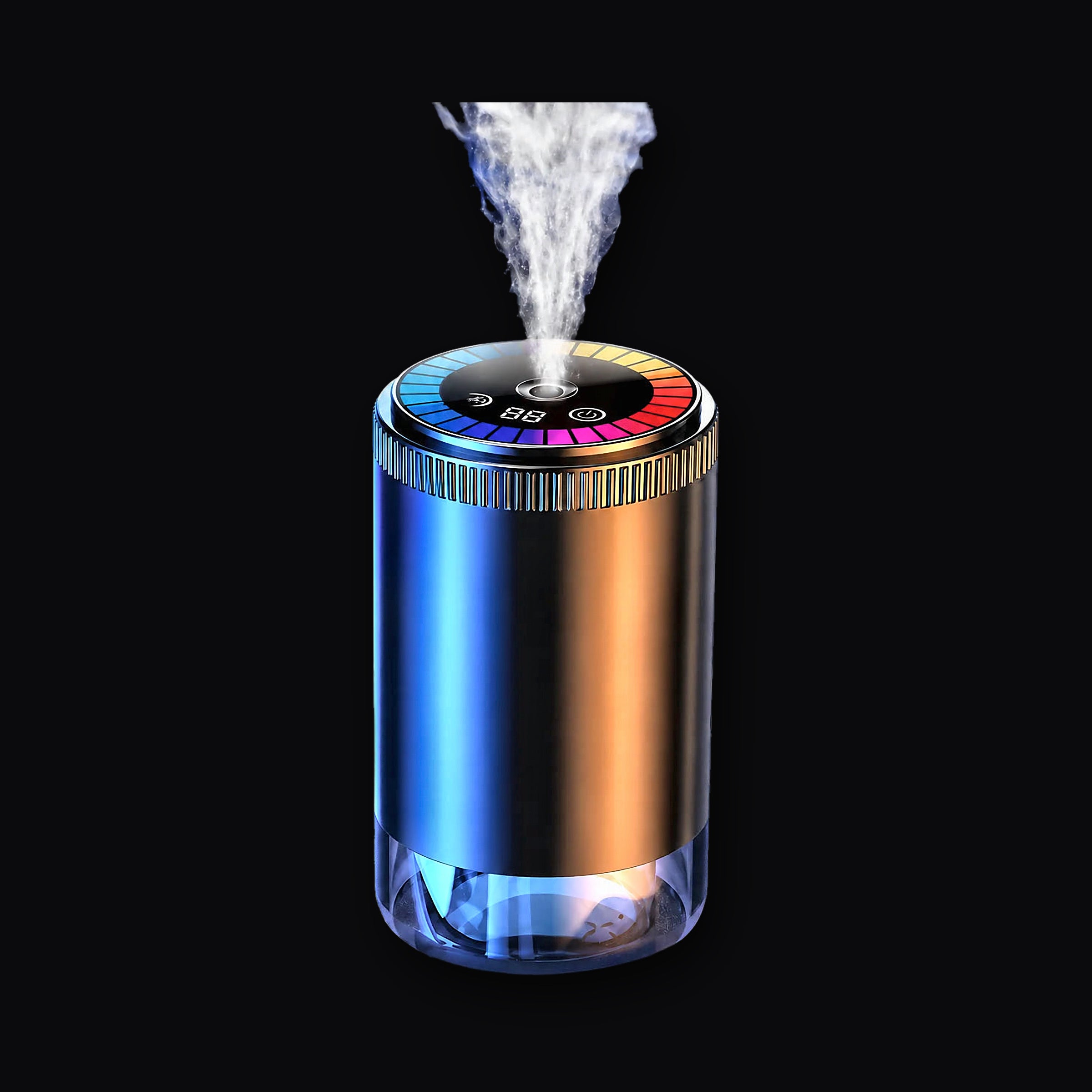 Starlight diffuser misting in a car cup holder