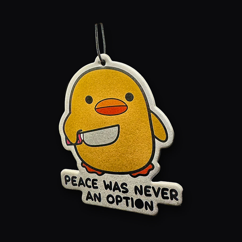 Peace Duck air freshener card angled