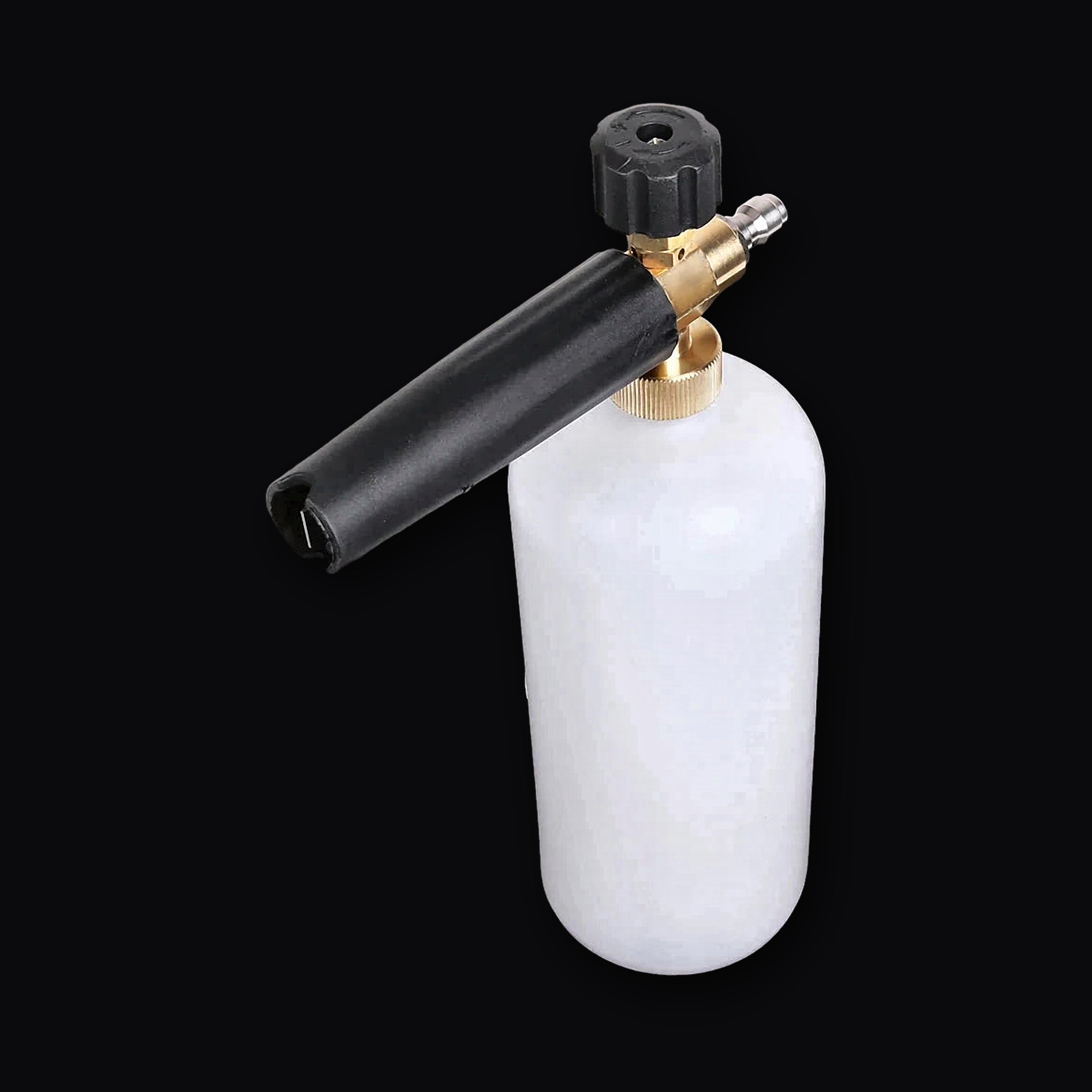 Foam Gun standing on dark wood