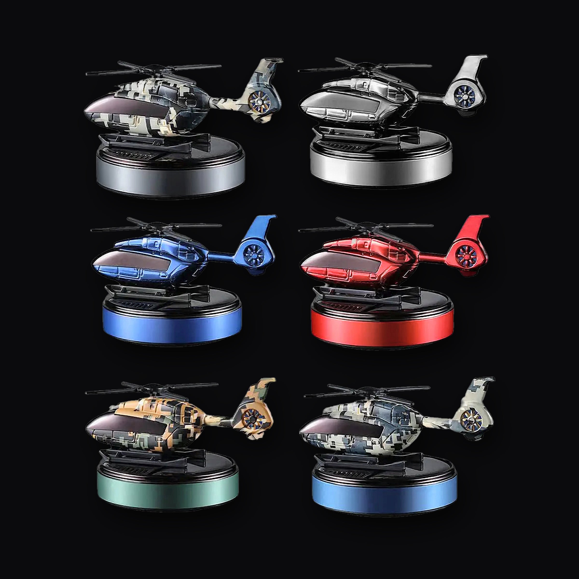 Solar helicopter in six colourways