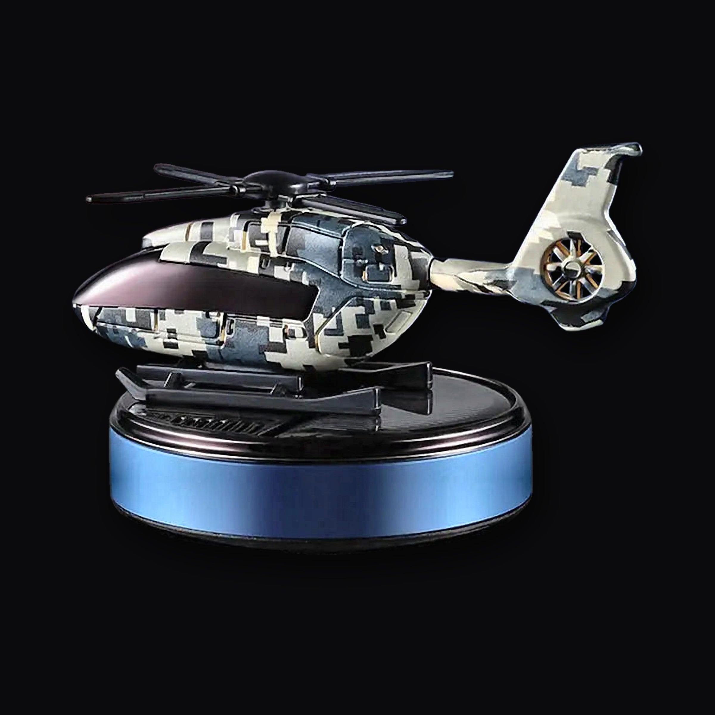 Blue camo solar helicopter