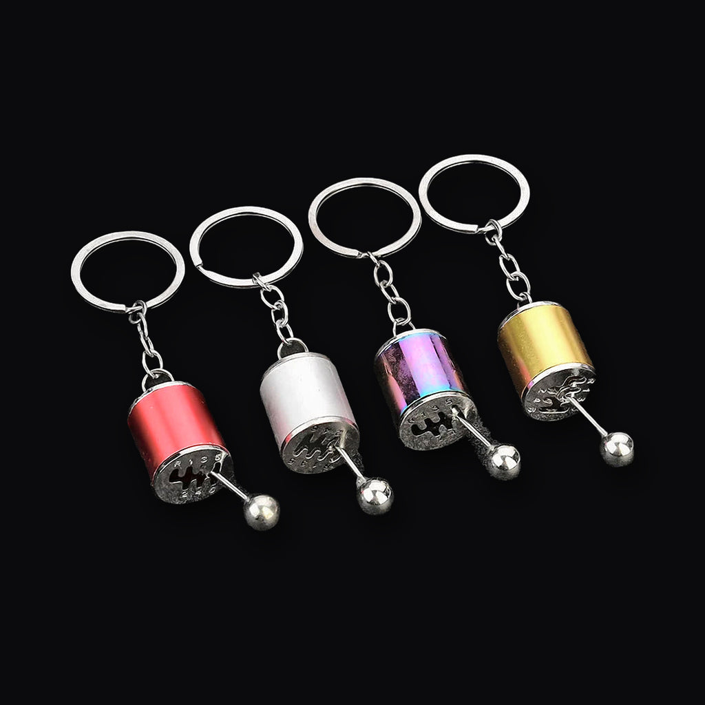 Gear Head Keyring, four gear shifter keyrings in a row