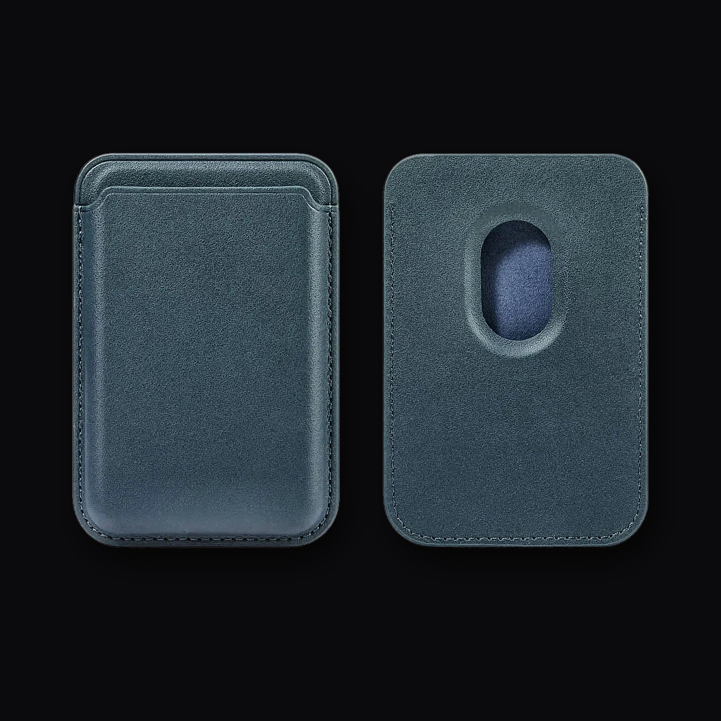 Magnetic Card Holder in blue, front and back