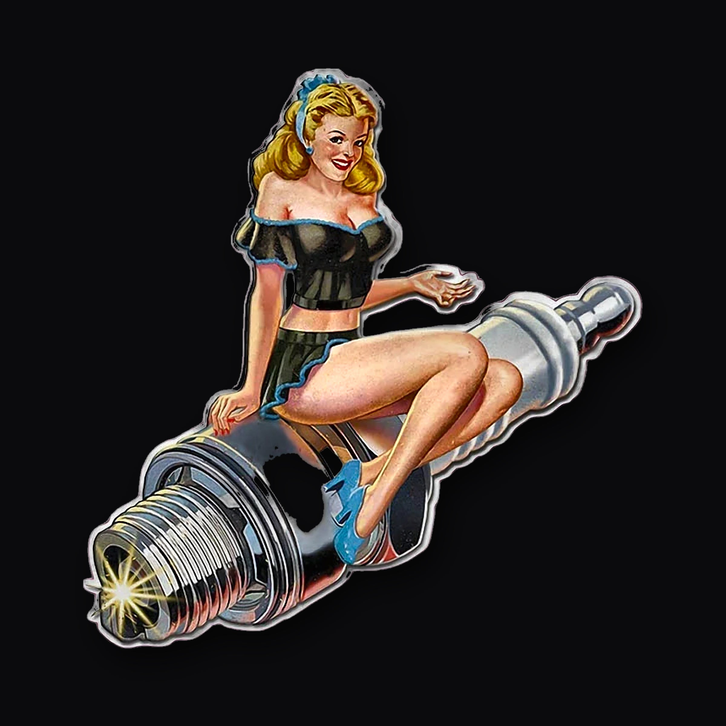Pin Up Plug Decal, Black Skirt artwork