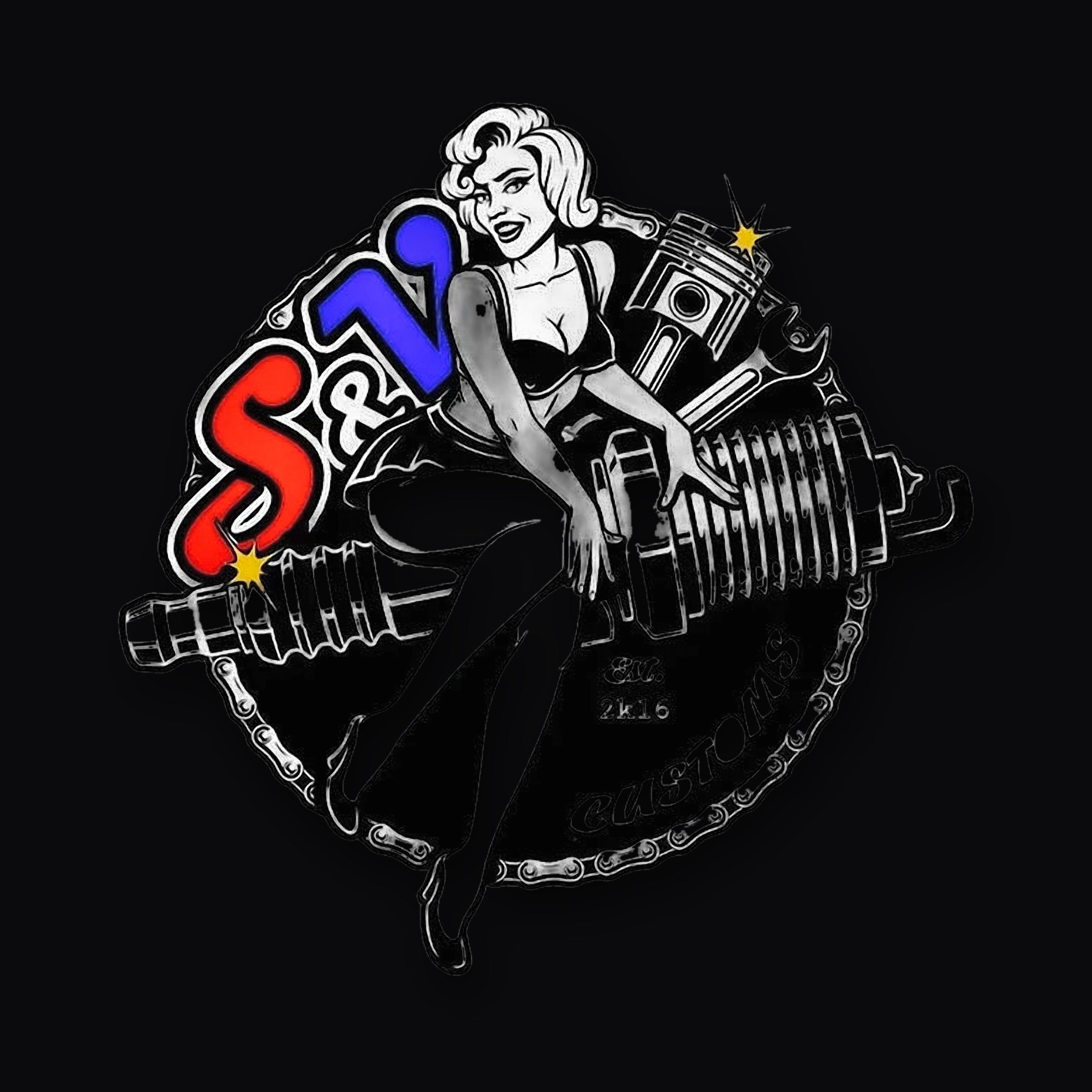 Pin Up Plug Decal, Customs Badge artwork