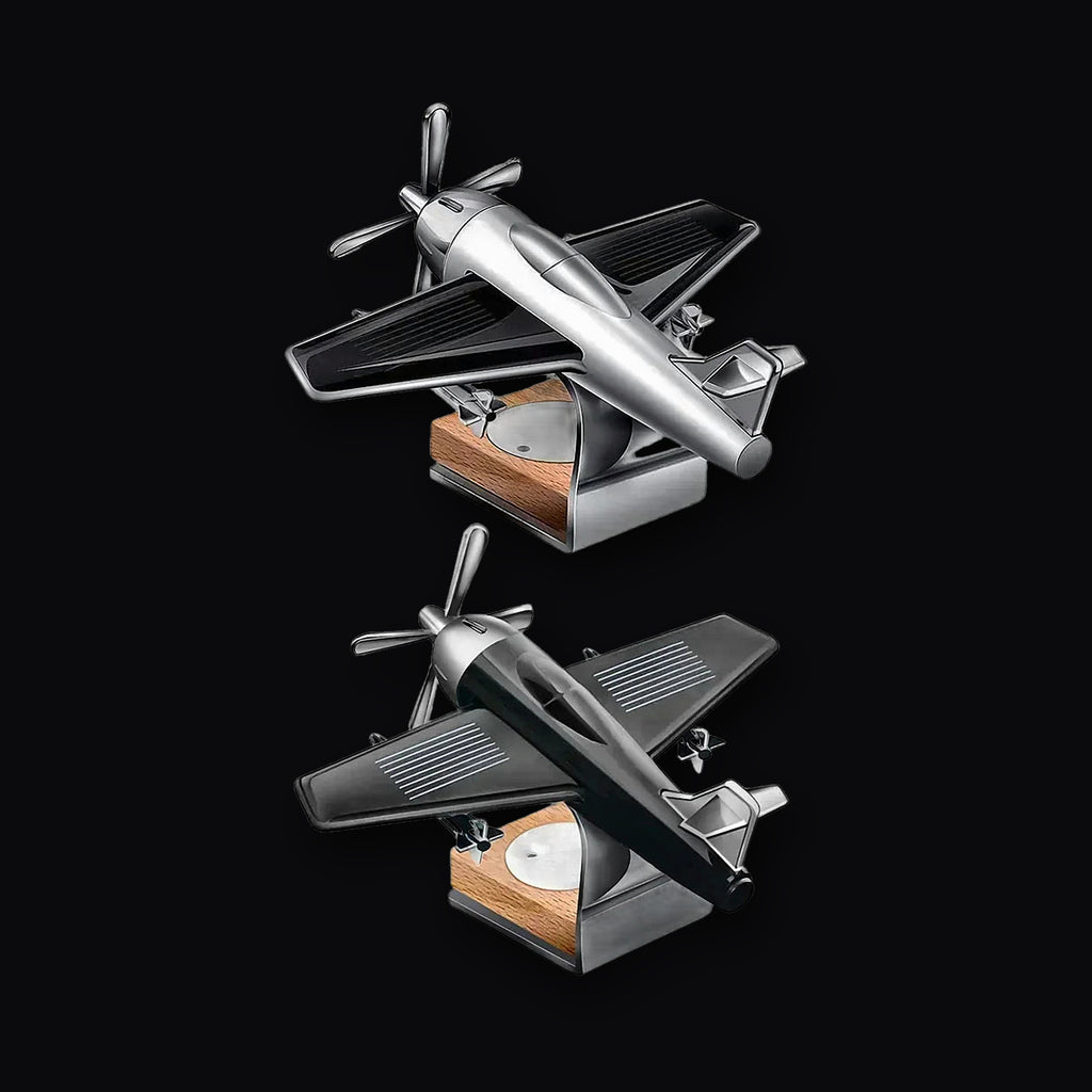 Solar plane in silver and black
