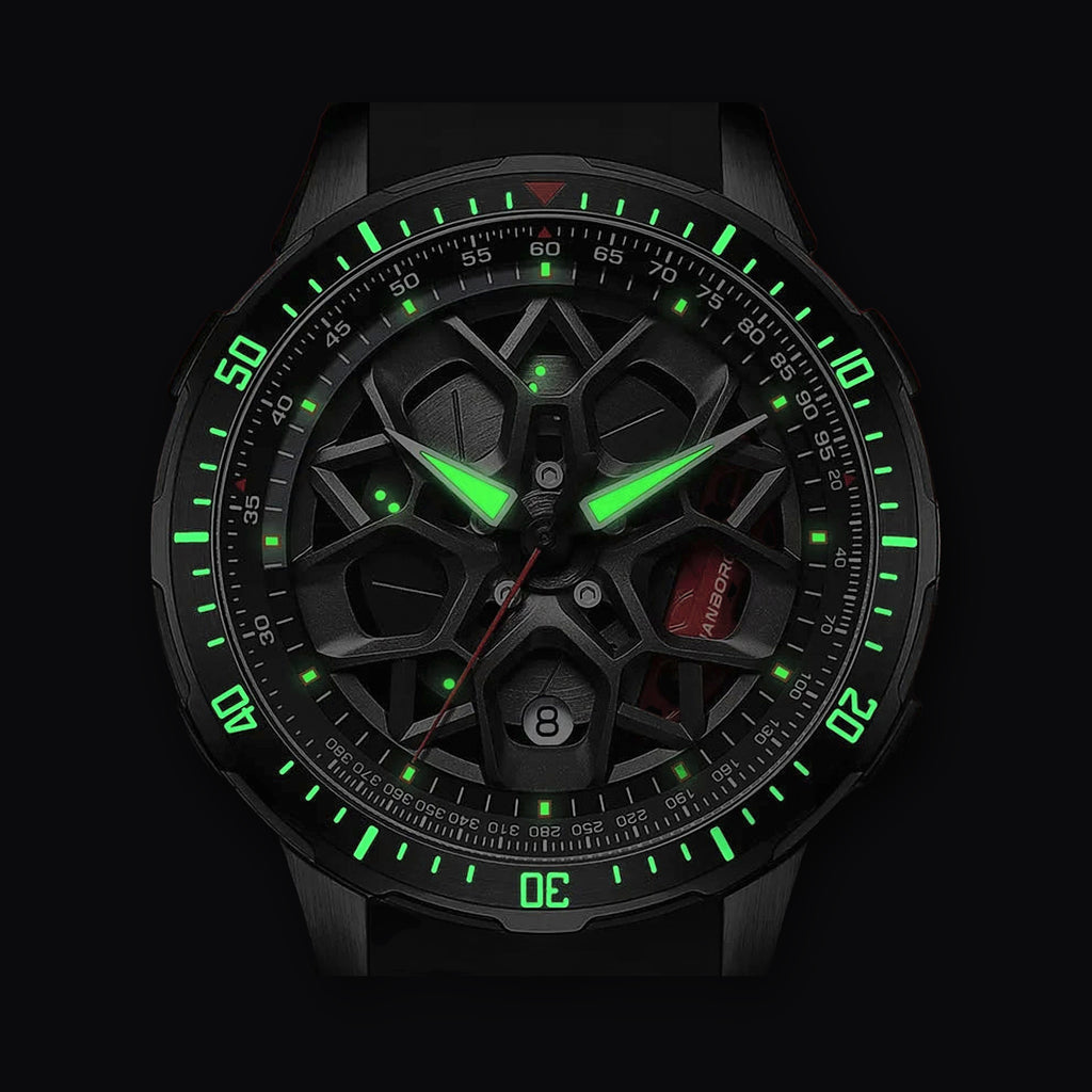HANBORO Caliper Automatic lume, glowing markers in the dark