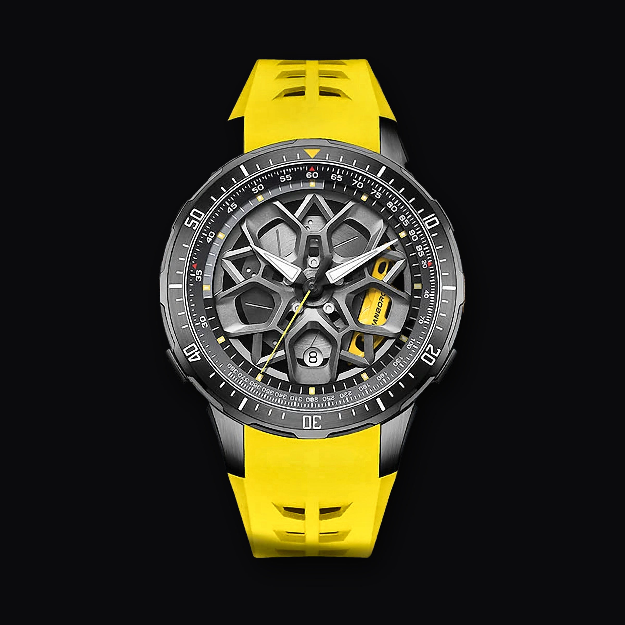 HANBORO Caliper Automatic, yellow strap on black case