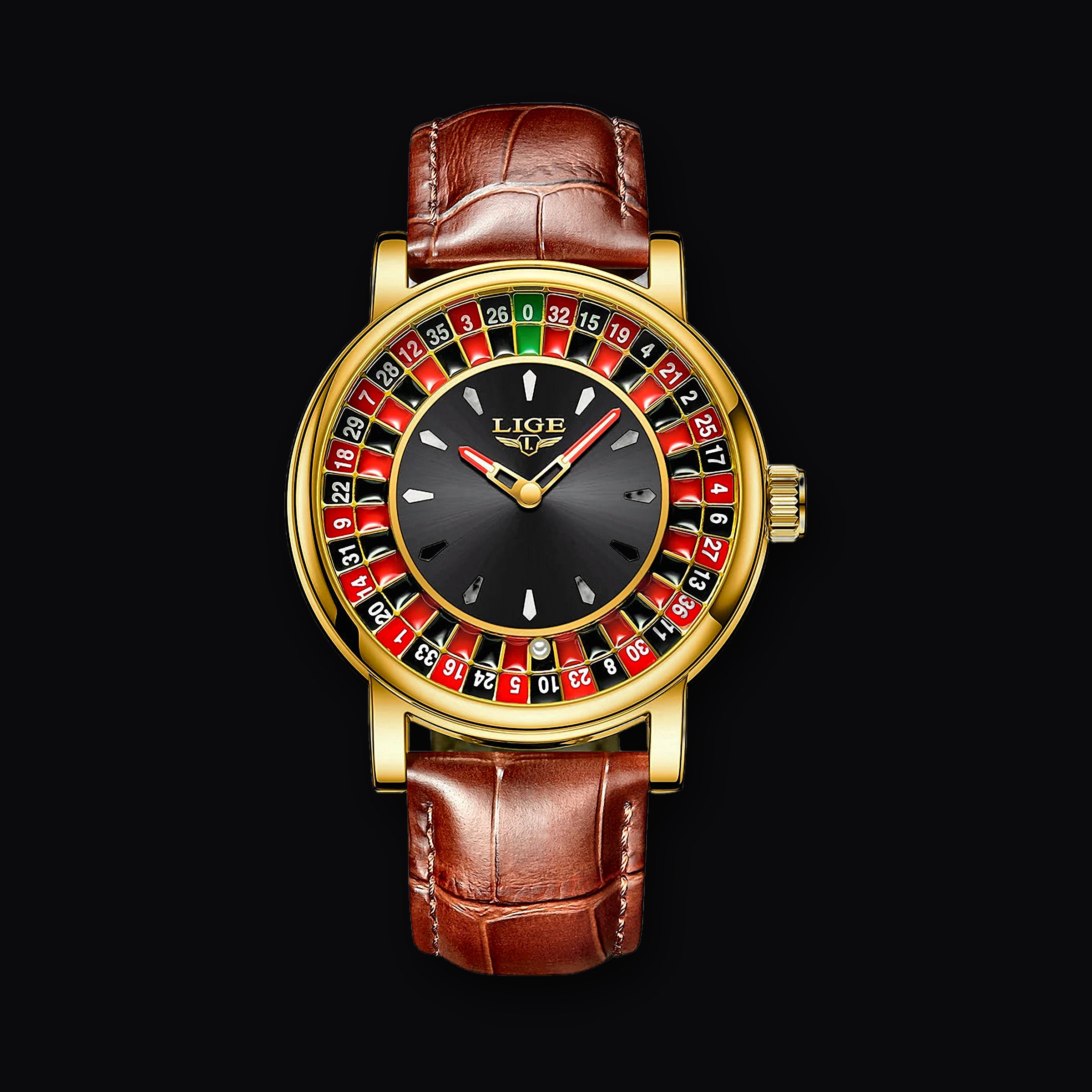 LIGE Roulette Watch, gold
