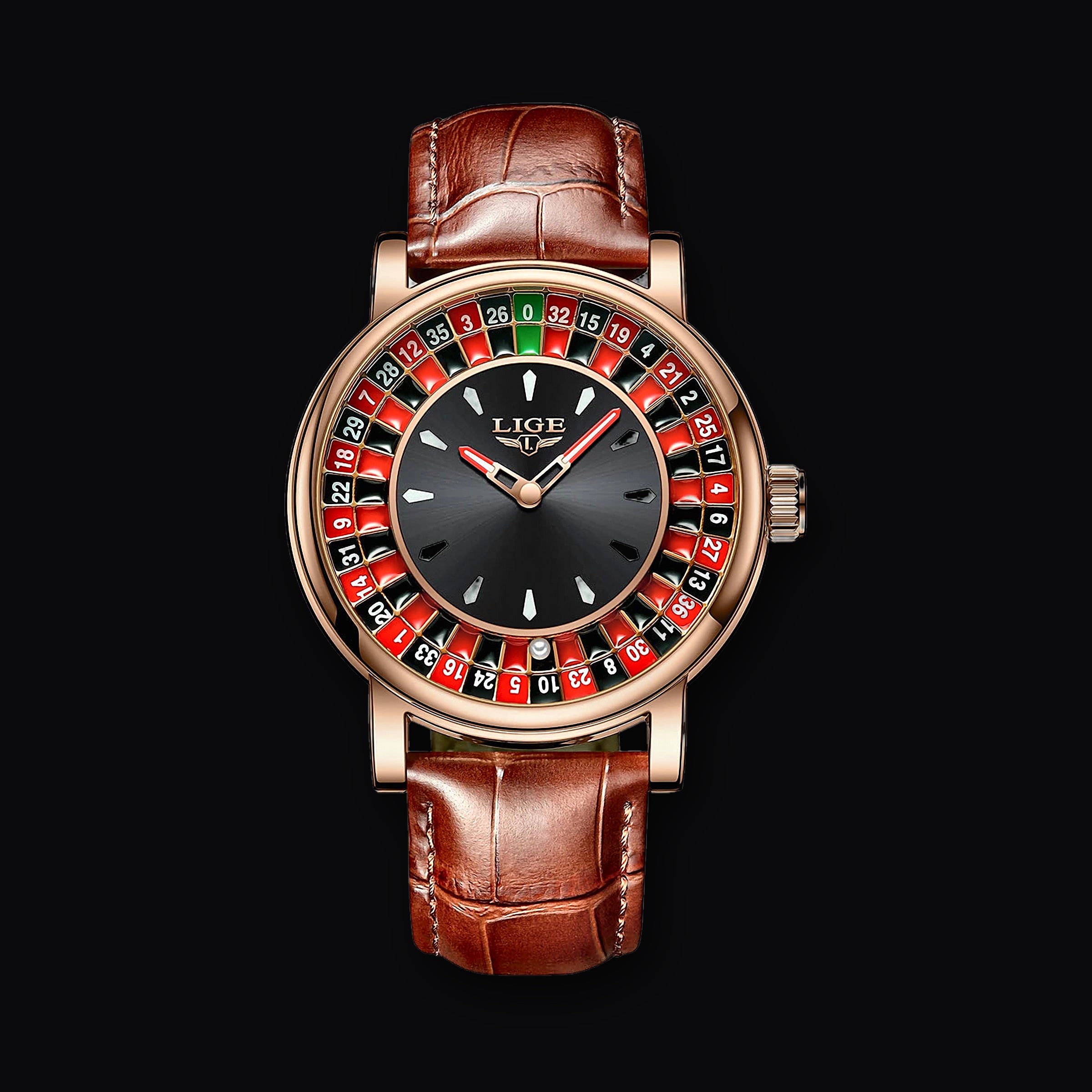 LIGE Roulette Watch, rose gold