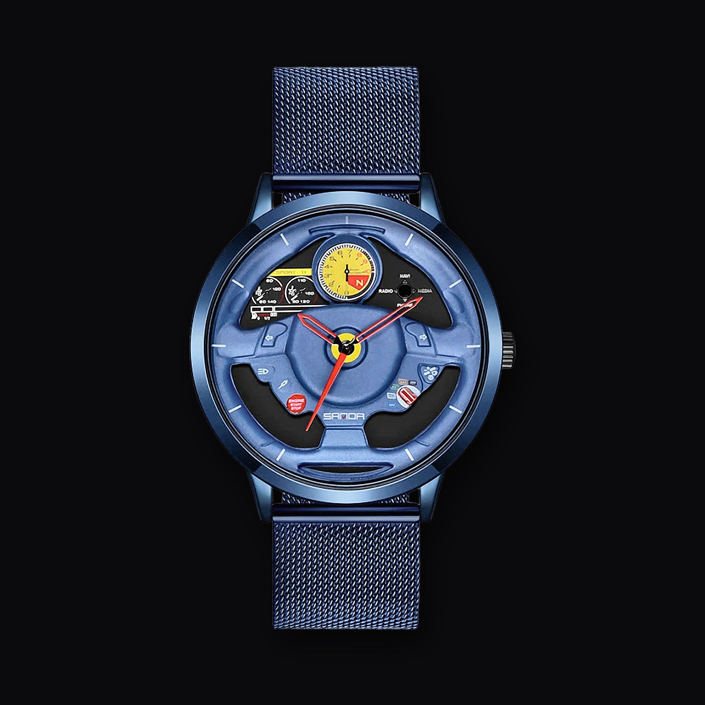 SANDA Cockpit Watch, mesh blue