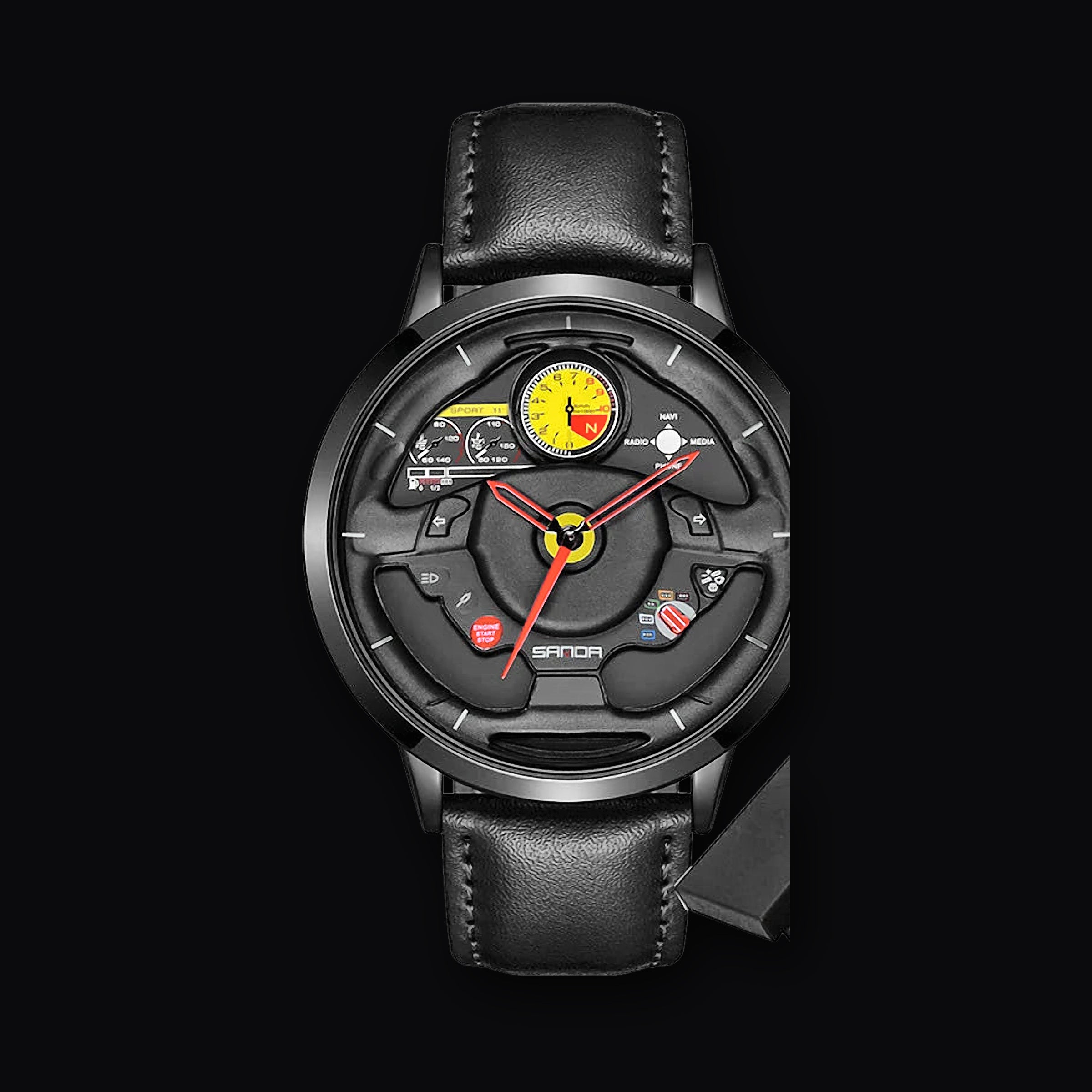 SANDA Cockpit Watch, leather black