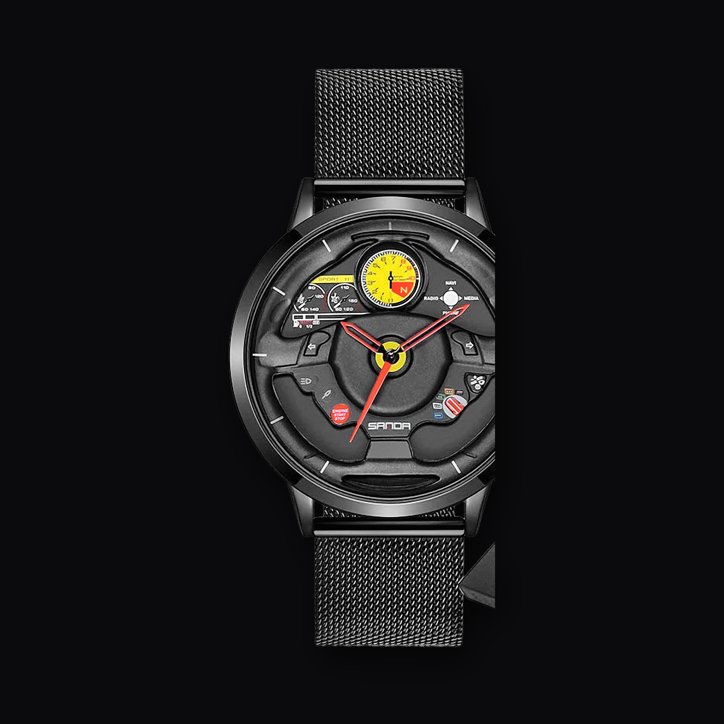 SANDA Cockpit Watch, mesh black