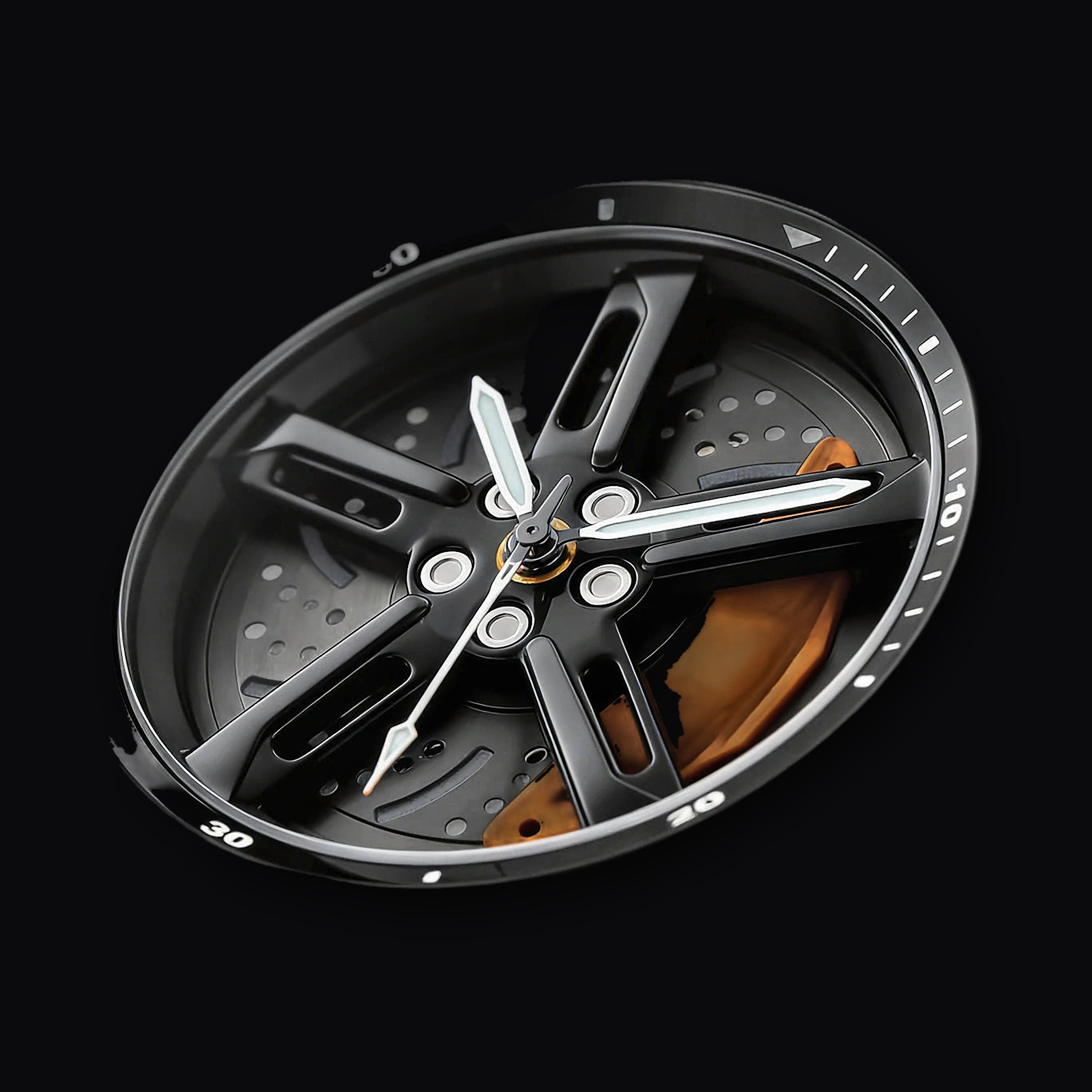 Close up of the Slipstream wheel dial with orange caliper