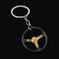 Steering Wheel Keyring, gold steering wheel miniature keyring