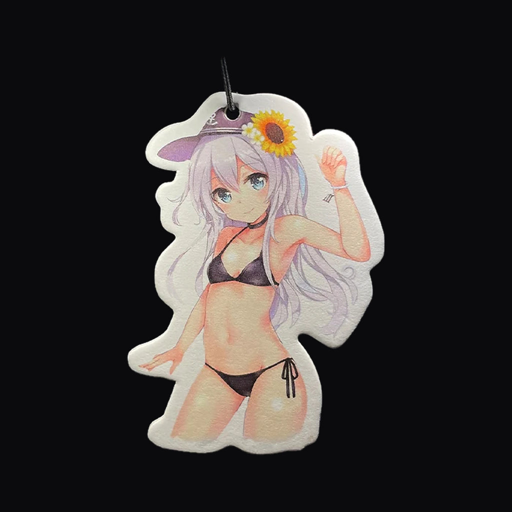 Sunflower pin up air freshener on its stretch cord