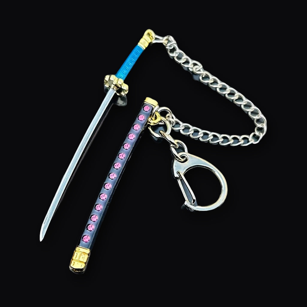Katana keyring in Blue Blossom with sheath, chain and clasp