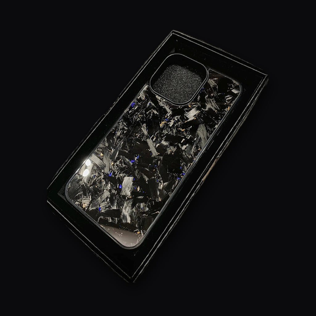 Forged carbon case with the raised camera lip