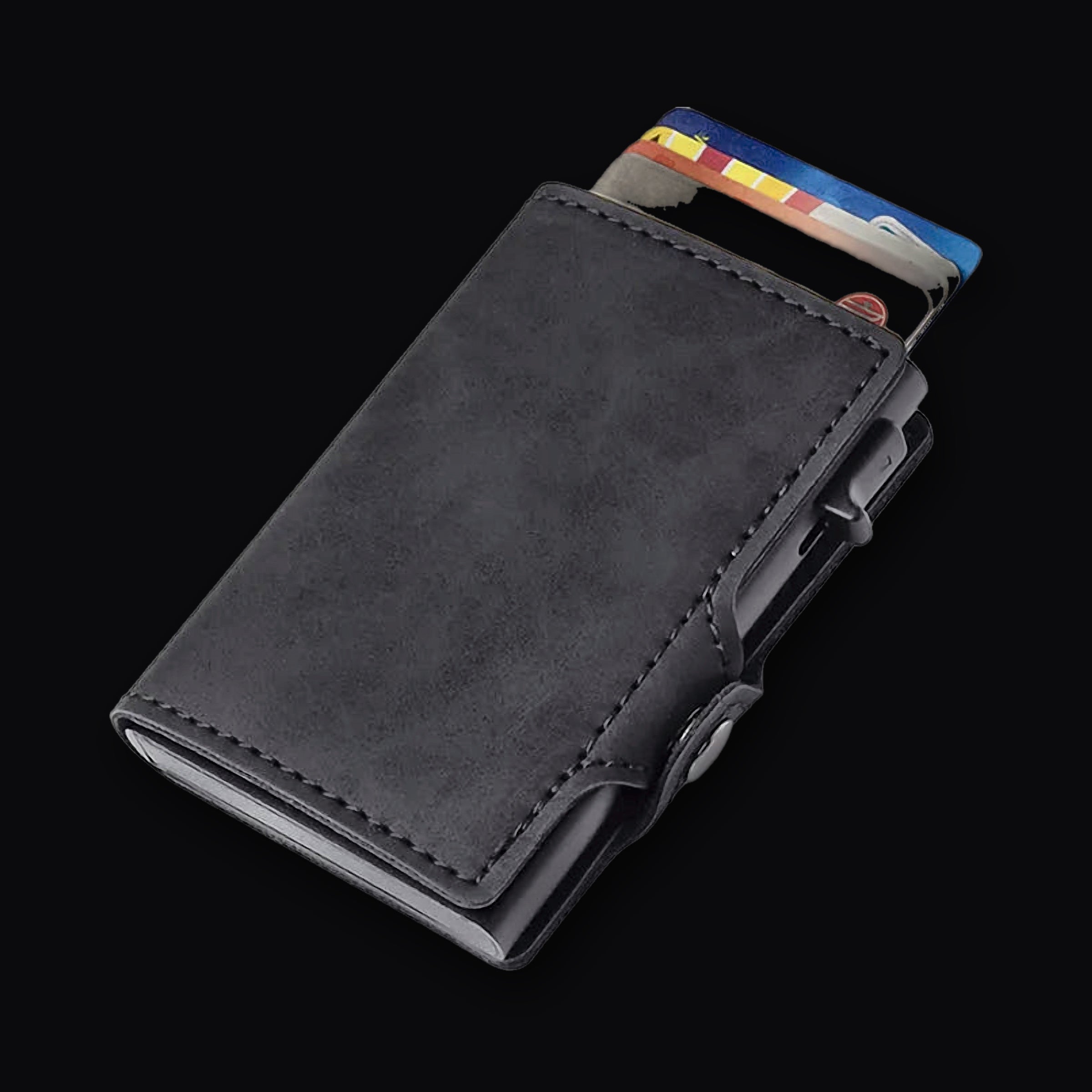 Carbon Card Holder in black leather