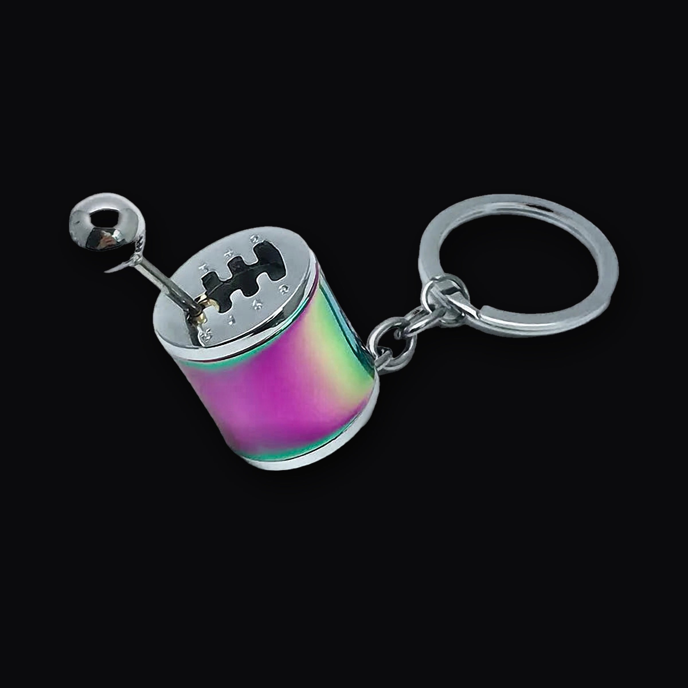 Shifter Keyring in rainbow anodised finish