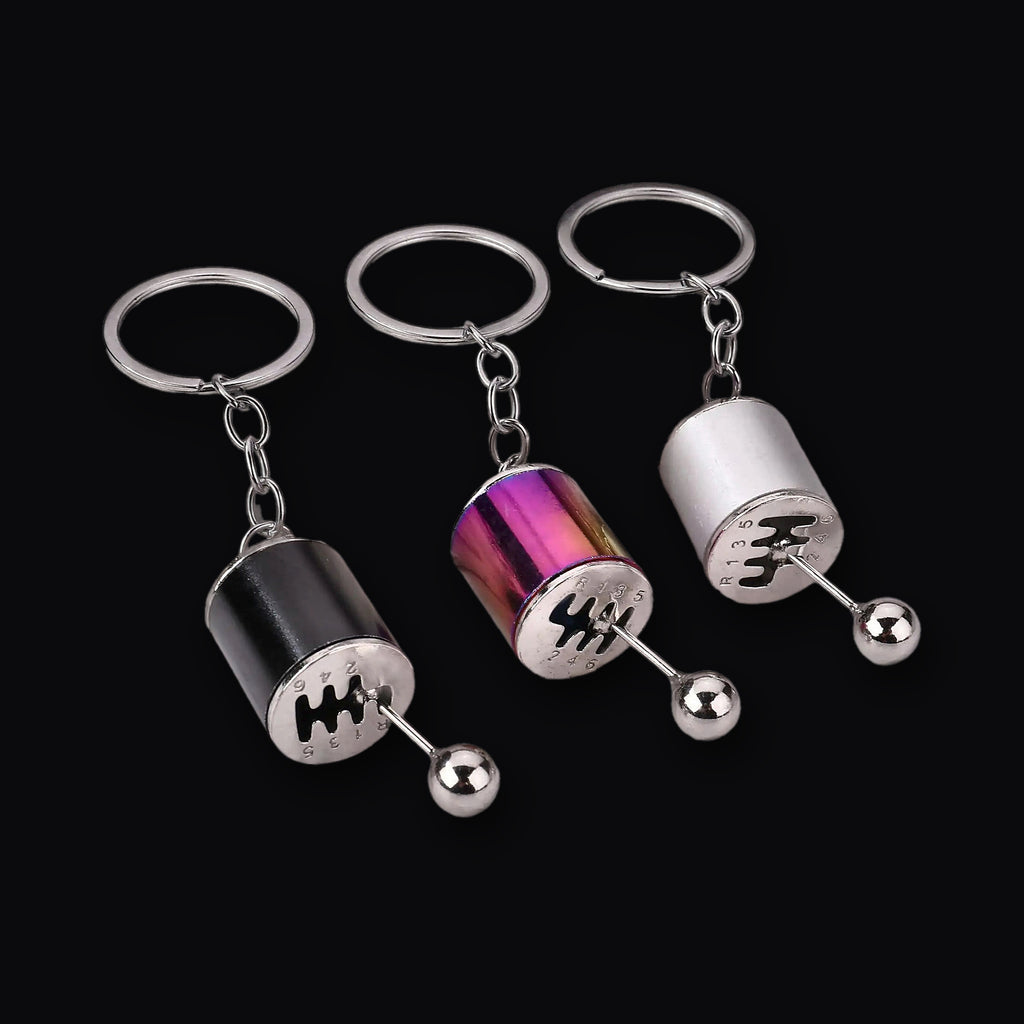 Three Shifter Keyrings showing the six speed gate