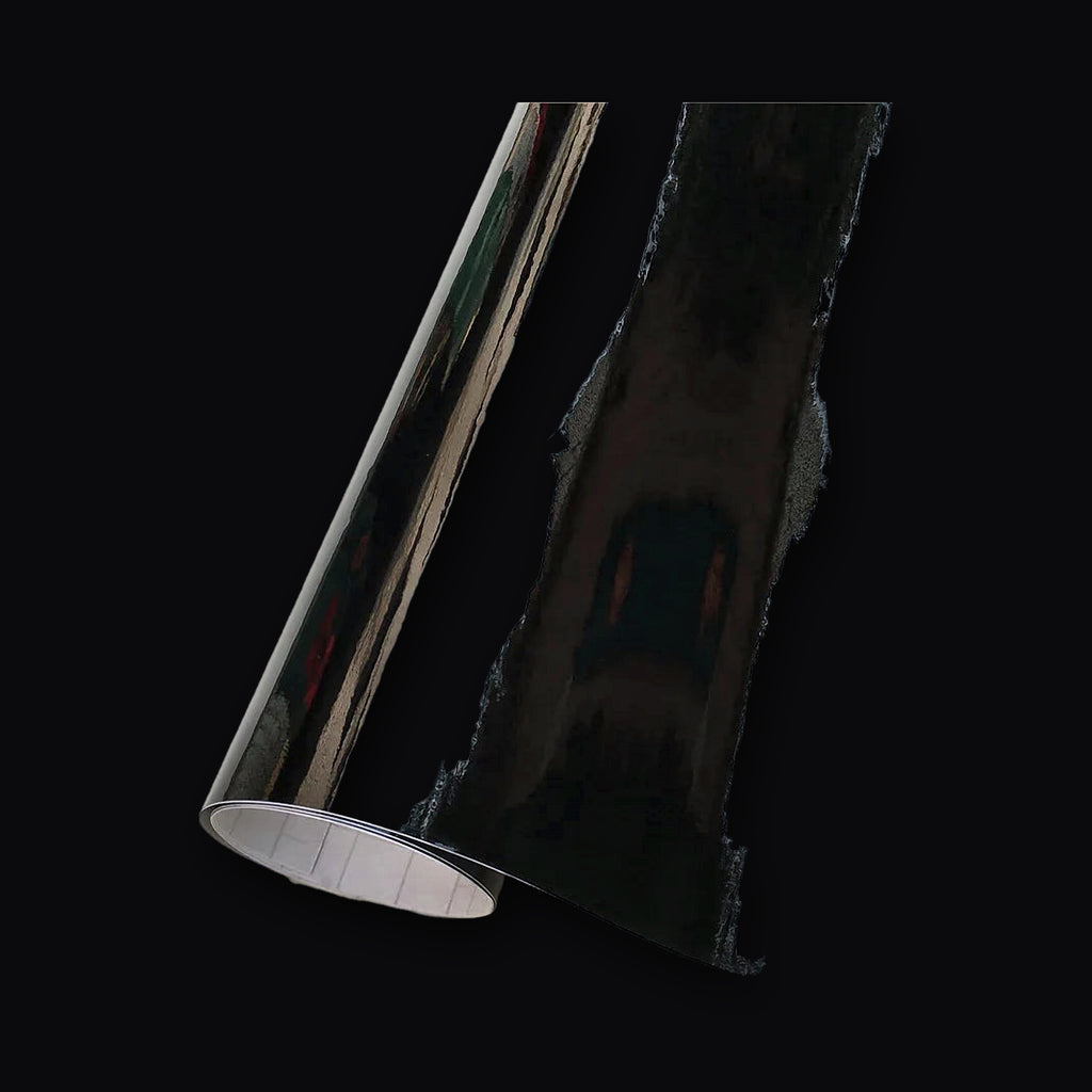 Gloss black wrap film showing the depth of the finish