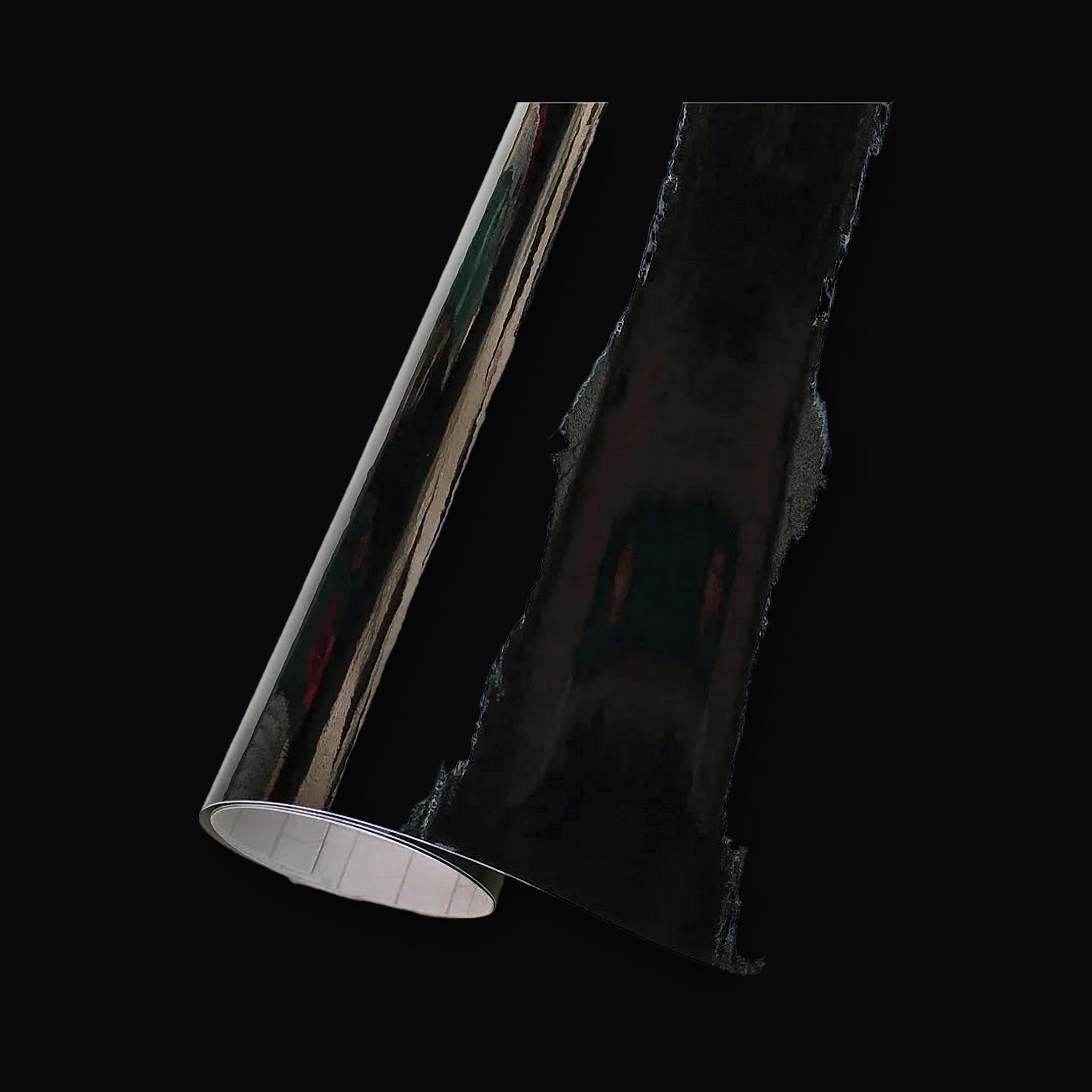 Gloss black wrap film showing the depth of the finish