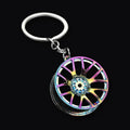 Wheel Keyring, rainbow twin spoke wheel miniature keyring